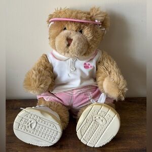 Vintage Build a Bear Read Teddy Plush w/ Tennis Outfit, Visor and Shoes. Retired